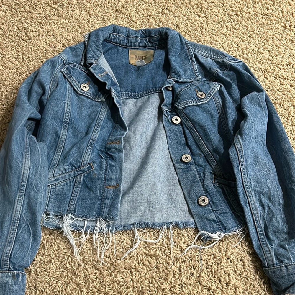 Paige women’s cropped denim jacket size small